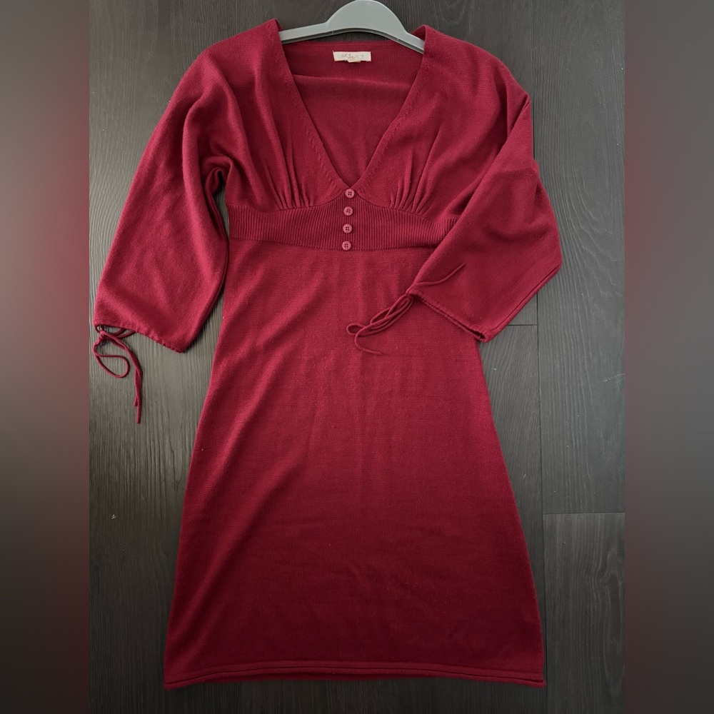 Lux Dark Red Knit Dress S